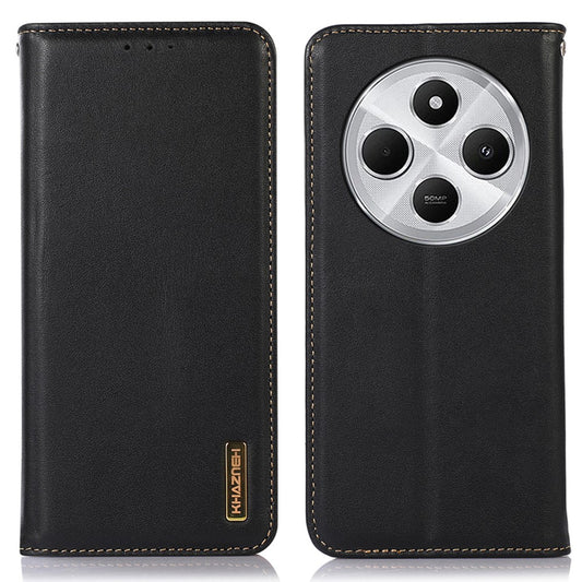 KHAZNEH For Xiaomi Poco C75 4G / Redmi 14R 5G / 14C 4G Case Genuine Cow Leather Wallet Phone Cover Nappa Texture