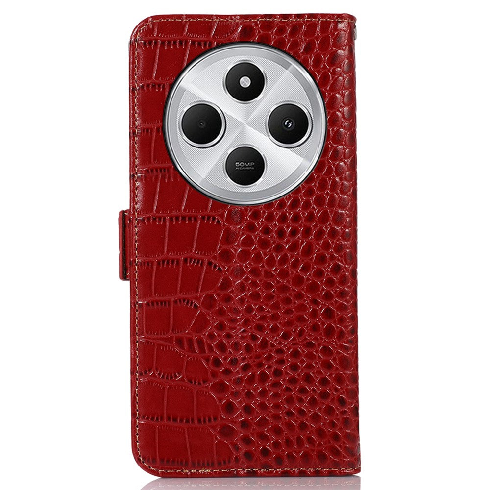 For Xiaomi Poco C75 4G / Redmi 14R 5G / 14C 4G Case Crocodile Texture Genuine Cow Leather Phone Wallet Cover