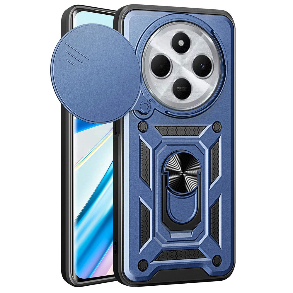 For Xiaomi Poco C75 4G / Redmi 14R 5G / 14C 4G Case with Slide Camera Lid PC+TPU Kickstand Phone Cover