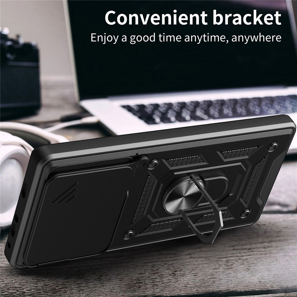 For Xiaomi 14T Case with Slide Camera Lid PC+TPU Kickstand Phone Cover