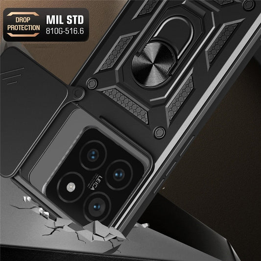 Xiaomi 14T Pro Handyhülle – mit verschiebbarem Kameradeckel, PC + TPU-Kickstand