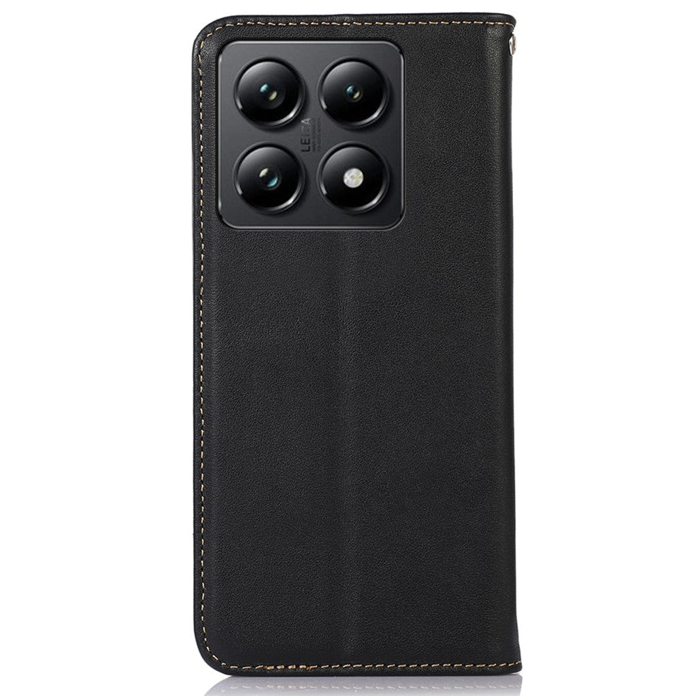 KHAZNEH For Xiaomi 14T Pro Case Genuine Cow Leather Wallet Phone Cover Nappa Texture
