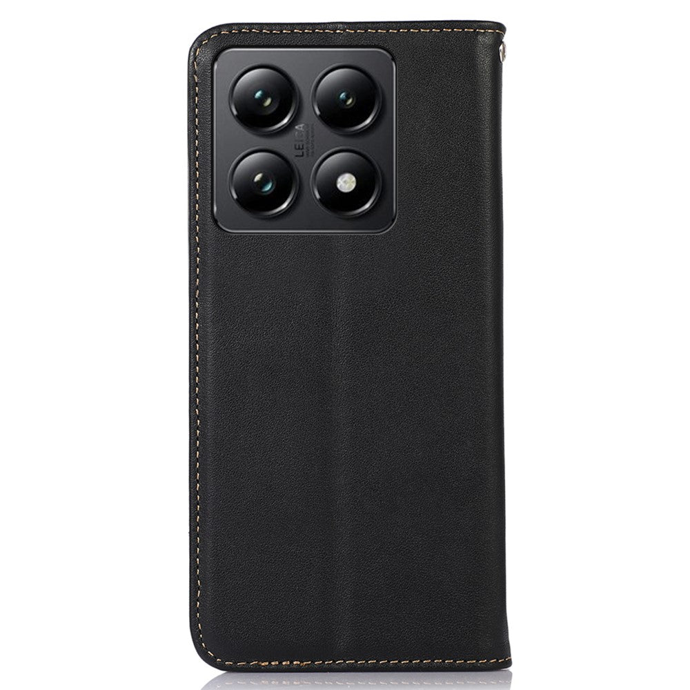 KHAZNEH For Xiaomi 14T Case Genuine Cow Leather Wallet Phone Cover Nappa Texture