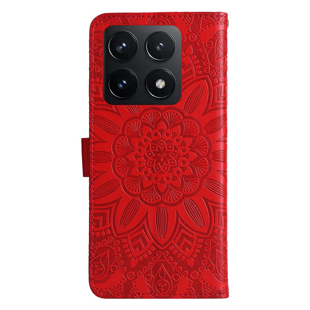 For Xiaomi 14T Case Sunflower Imprint Leather Wallet Phone Cover