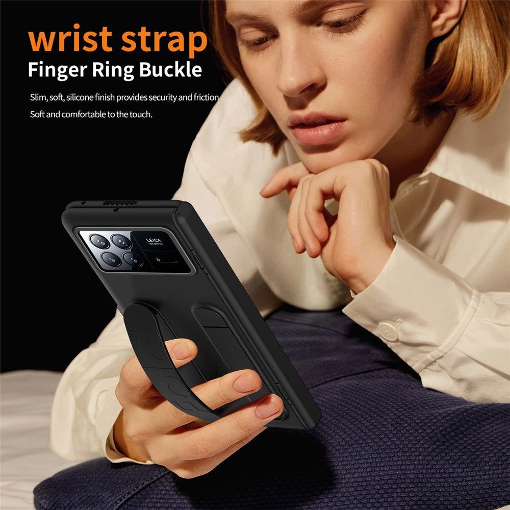 For Xiaomi Mix Fold 3 5G Case Kickstand Wristband PC Phone Cover with Tempered Glass Film