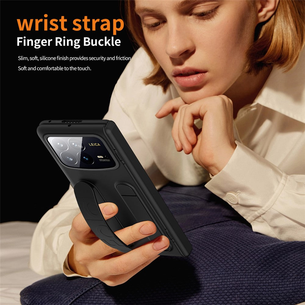For Xiaomi Mix Fold 4 5G Case Kickstand Wristband PC Phone Cover with Tempered Glass Film