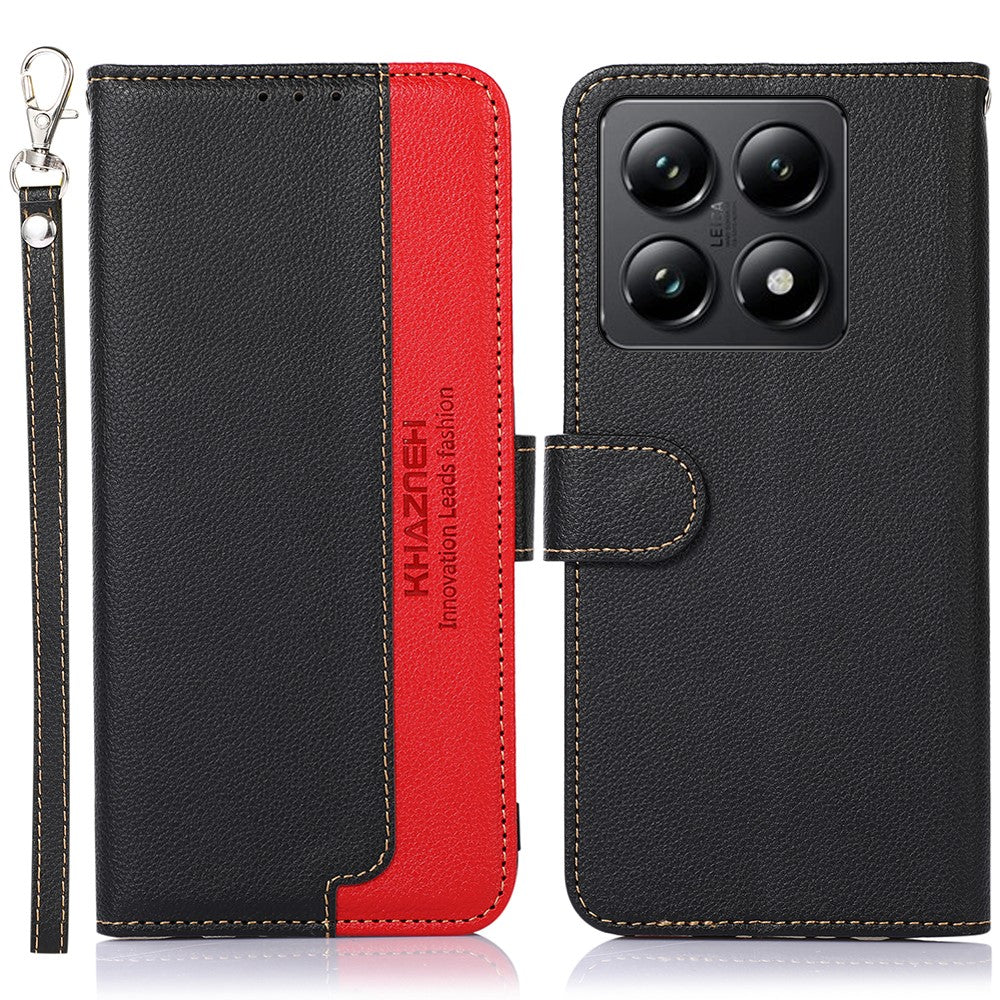 KHAZNEH For Xiaomi 14T Pro Case RFID Blocking Wallet Litchi Texture PU Leather Phone Cover