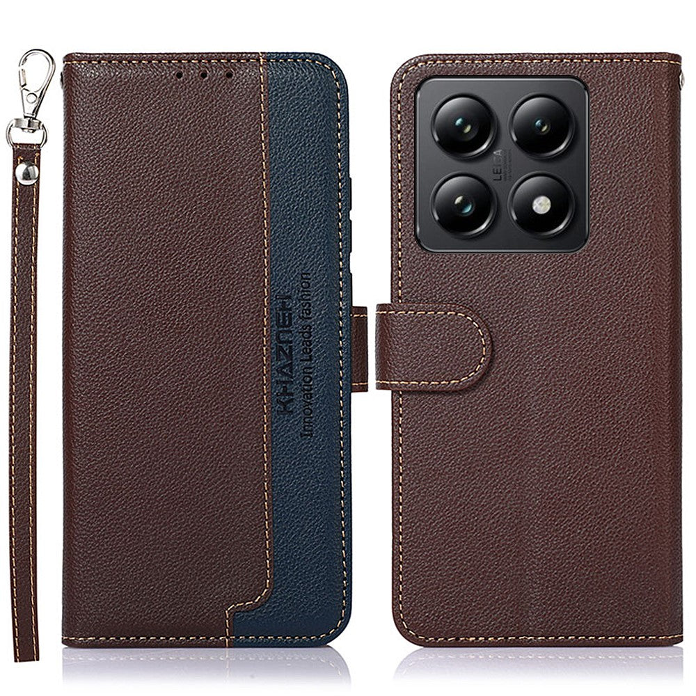 KHAZNEH For Xiaomi 14T Case RFID Blocking Wallet Litchi Texture PU Leather Phone Cover