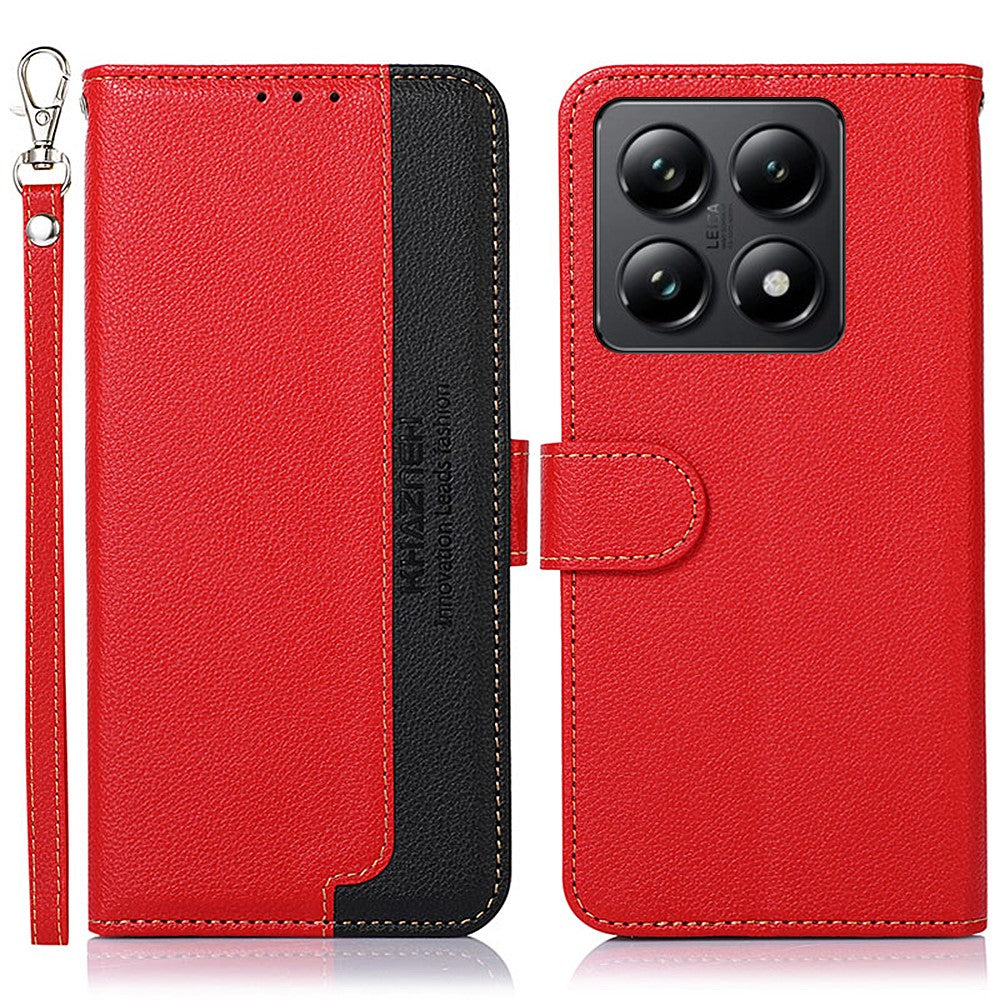 KHAZNEH For Xiaomi 14T Case RFID Blocking Wallet Litchi Texture PU Leather Phone Cover