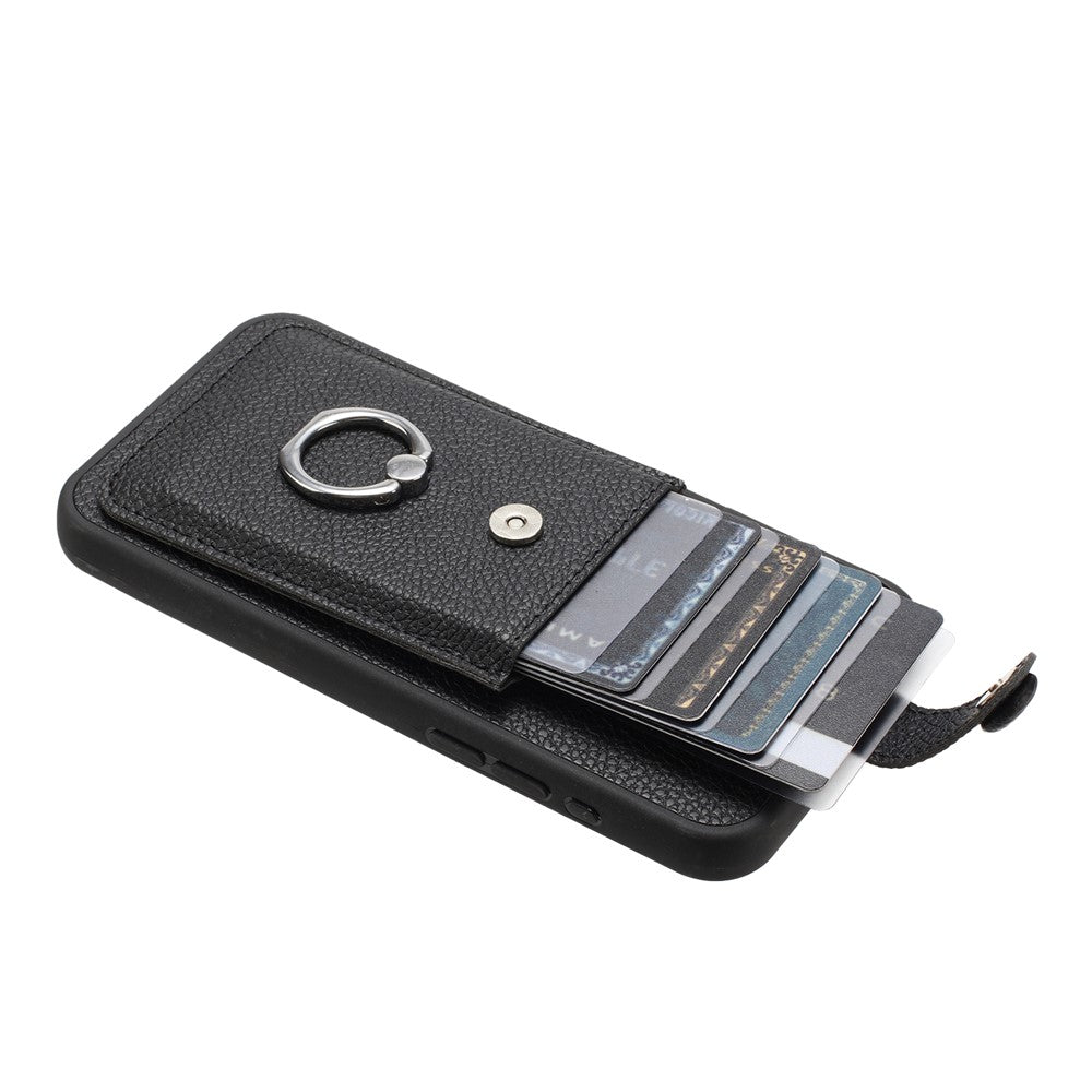 For Xiaomi Redmi Note 13 5G Case Drawing Type Card Slots Litchi Texture Leather Back Cover with Ring Kickstand