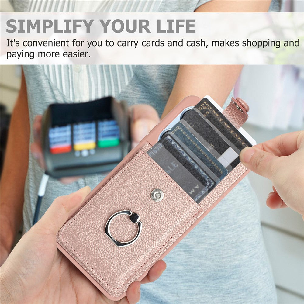For Xiaomi Redmi Note 13 4G Case Drawing Type Card Slots Litchi Texture Leather Back Cover with Ring Kickstand