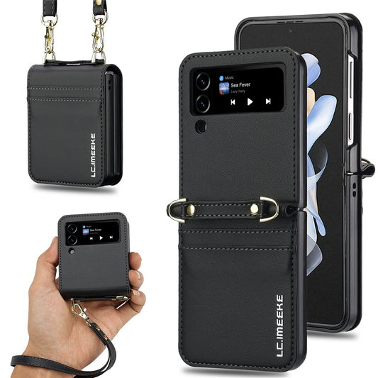 Galaxy Z Flip3 5G – Handyhülle aus Kunststoff und PU-Leder, mit Kartenfach