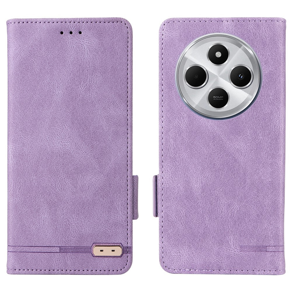 For Xiaomi Poco C75 4G / Redmi 14R 5G / 14C 4G Case Leather Wallet Flip Phone Cover with Hardware Decor