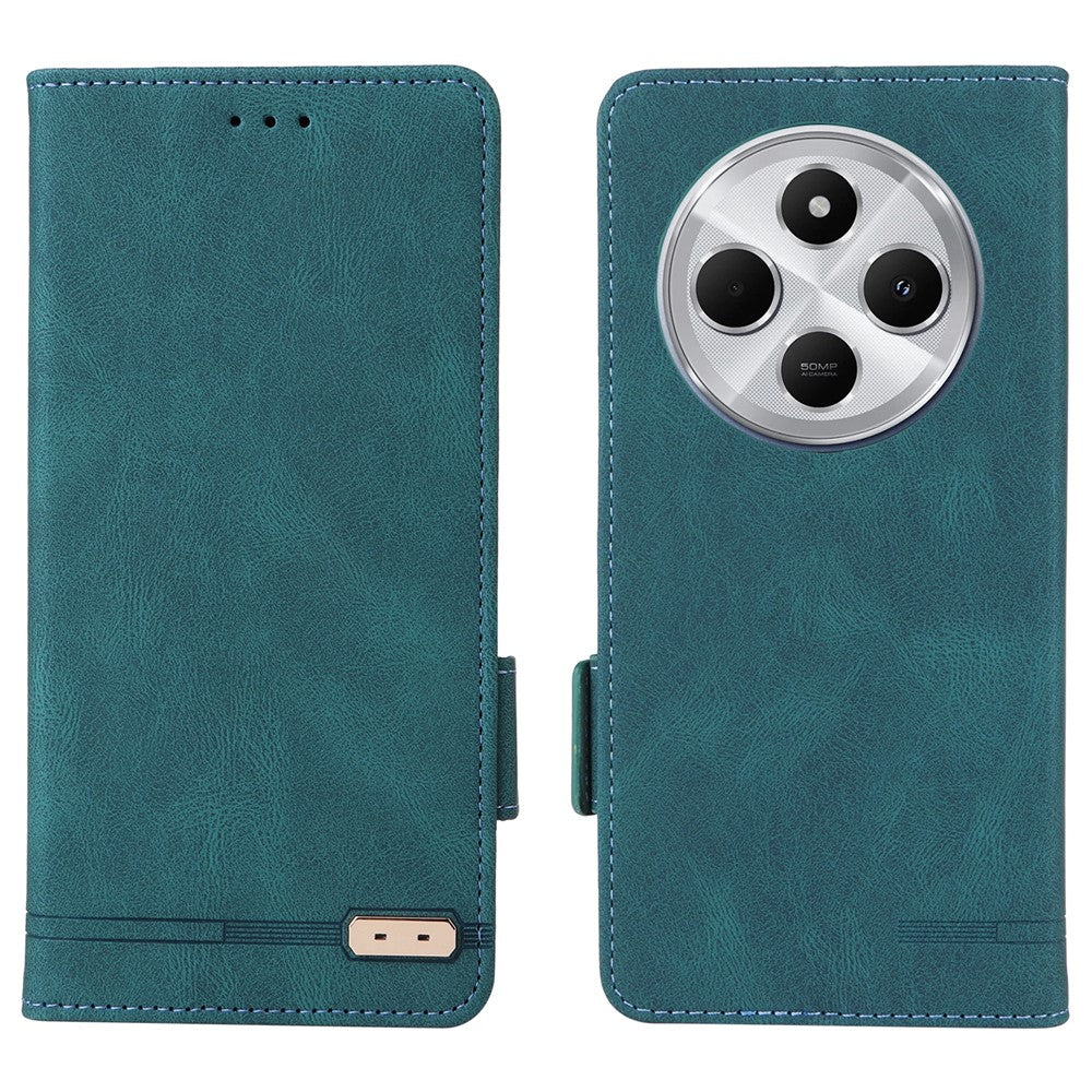 For Xiaomi Poco C75 4G / Redmi 14R 5G / 14C 4G Case Leather Wallet Flip Phone Cover with Hardware Decor