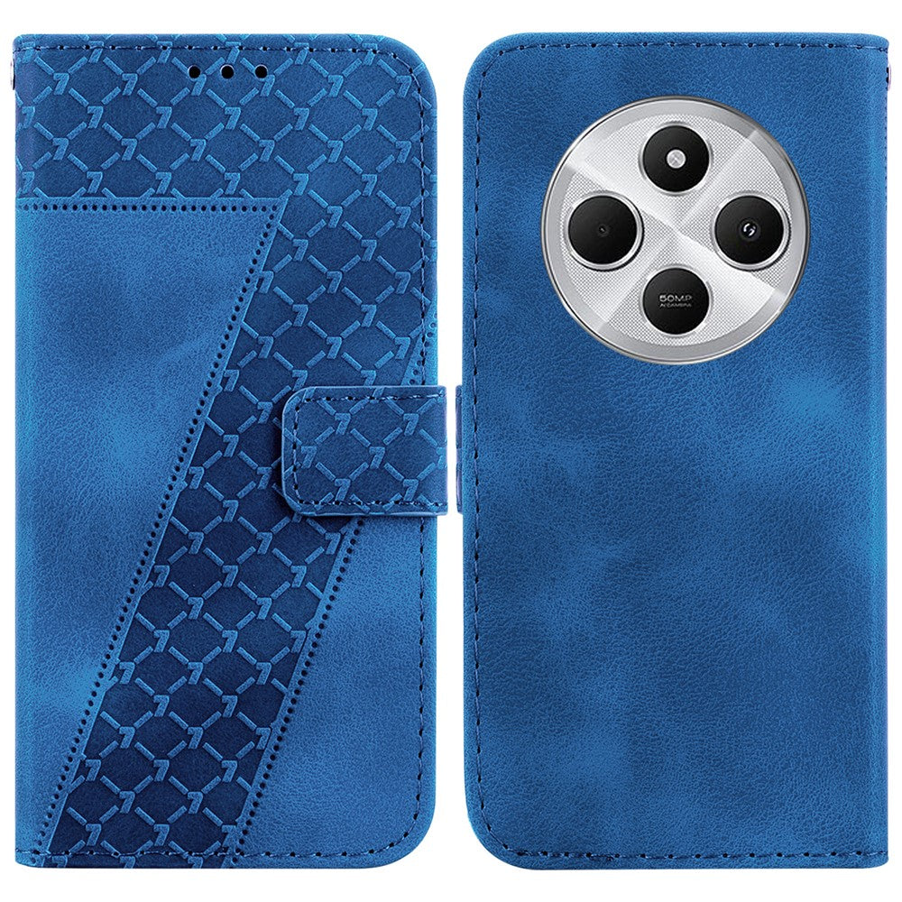 For Xiaomi Poco C75 4G / Redmi 14R 5G / 14C 4G Stand Case 7-Shaped Pattern Imprint Leather Phone Cover