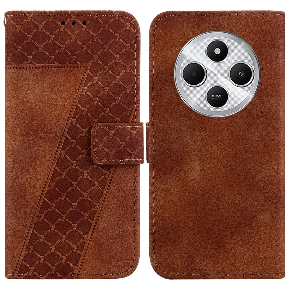 For Xiaomi Poco C75 4G / Redmi 14R 5G / 14C 4G Stand Case 7-Shaped Pattern Imprint Leather Phone Cover