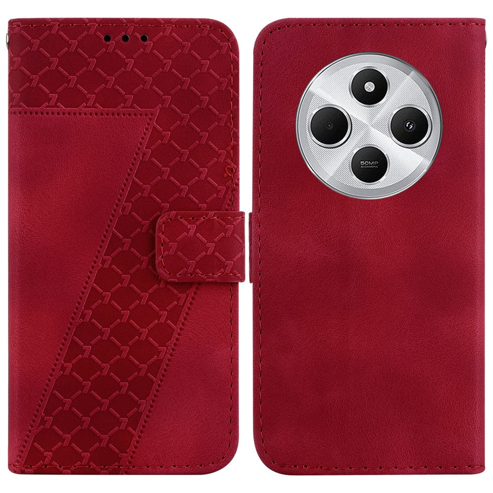 For Xiaomi Poco C75 4G / Redmi 14R 5G / 14C 4G Stand Case 7-Shaped Pattern Imprint Leather Phone Cover