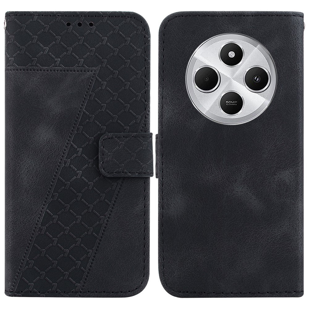 For Xiaomi Poco C75 4G / Redmi 14R 5G / 14C 4G Stand Case 7-Shaped Pattern Imprint Leather Phone Cover