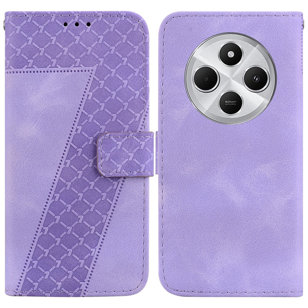 For Xiaomi Poco C75 4G / Redmi 14R 5G / 14C 4G Stand Case 7-Shaped Pattern Imprint Leather Phone Cover