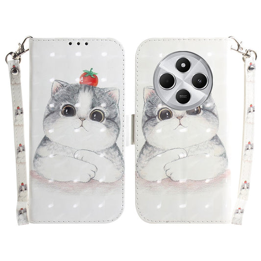 For Xiaomi Poco C75 4G / Redmi 14R 5G / 14C 4G Case Pattern Printing Leather Wallet Phone Cover with Wrist Strap