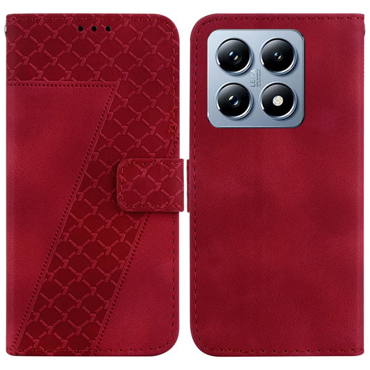 Xiaomi 14T Pro Handyhülle – Standgehäuse mit 7-förmigem Muster-Aufdruck, Leder