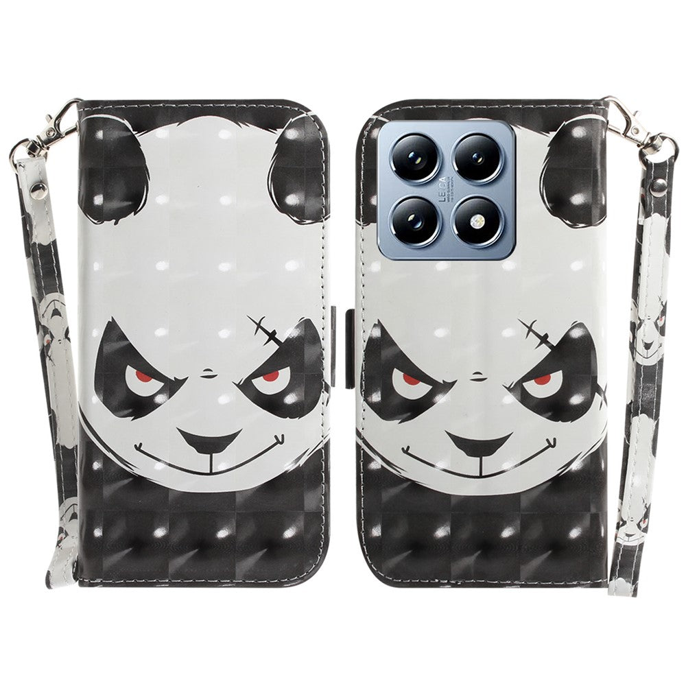 For Xiaomi 14T Case Pattern Printing Leather Wallet Phone Cover with Wrist Strap