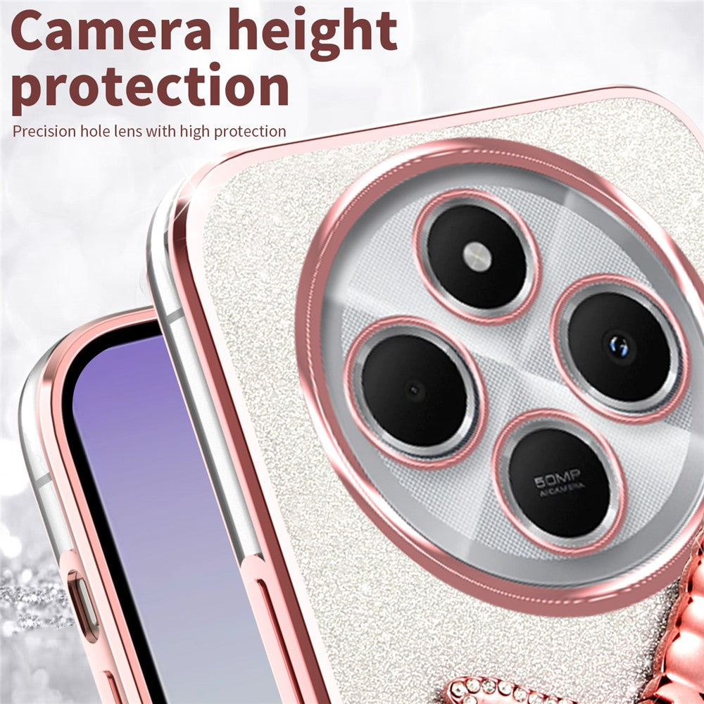 KADEM For Xiaomi Poco C75 4G / Redmi 14R 5G / 14C 4G Case Dragonfly Kickstand TPU Flowers Glitter Phone Cover