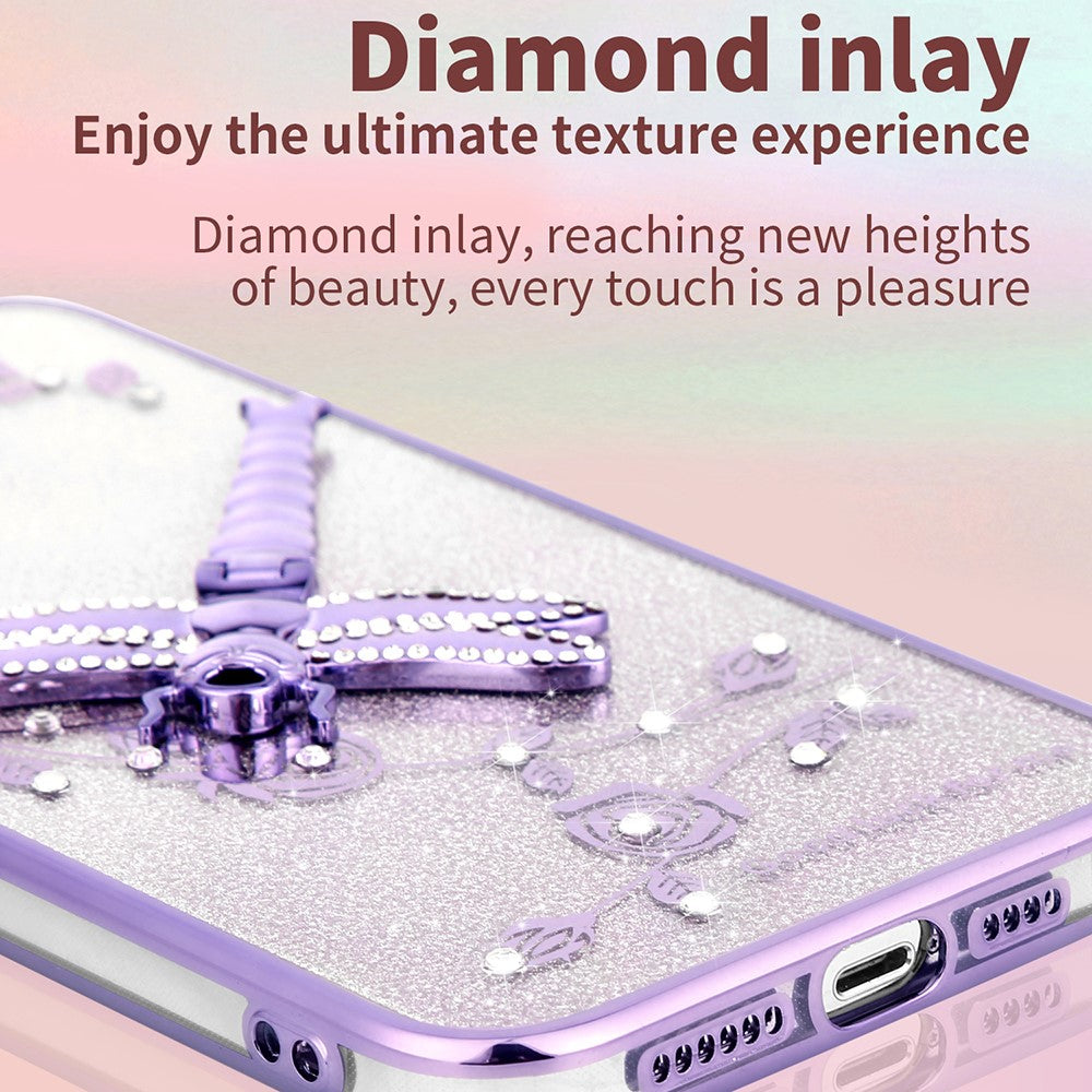 KADEM For Xiaomi Poco C75 4G / Redmi 14R 5G / 14C 4G Case Dragonfly Kickstand TPU Flowers Glitter Phone Cover