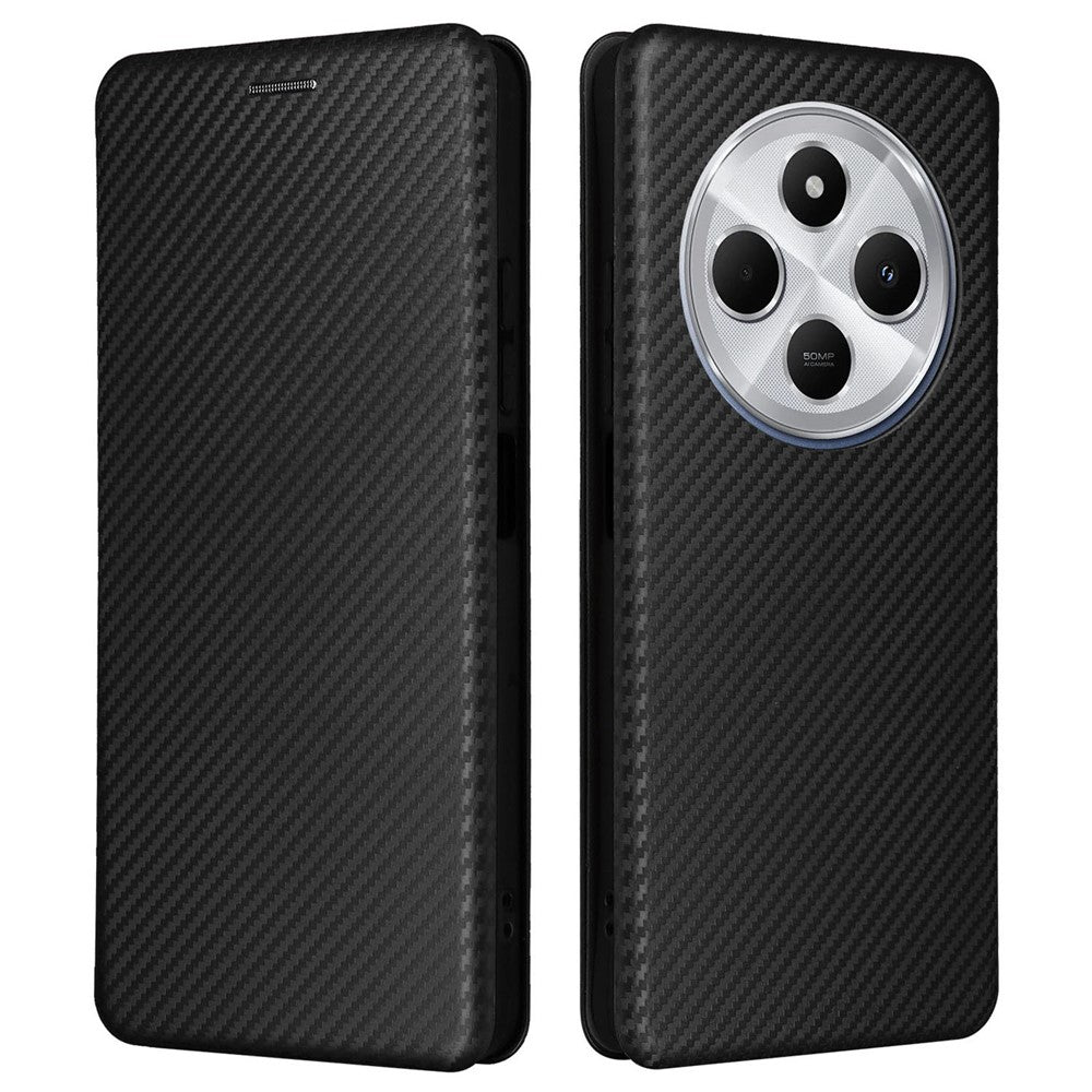 For Xiaomi Poco C75 4G / Redmi 14R 5G / 14C 4G Case Carbon Fiber Texture Drop-Proof PU Leather Phone Cover