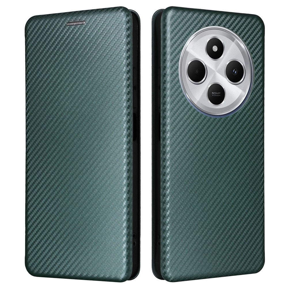For Xiaomi Poco C75 4G / Redmi 14R 5G / 14C 4G Case Carbon Fiber Texture Drop-Proof PU Leather Phone Cover