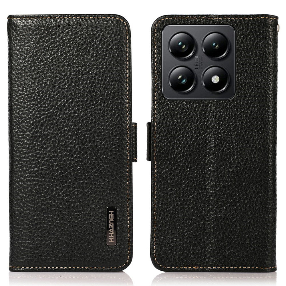 KHAZNEH For Xiaomi 14T Pro Phone Case Genuine Cow Leather Cover RFID Blocking