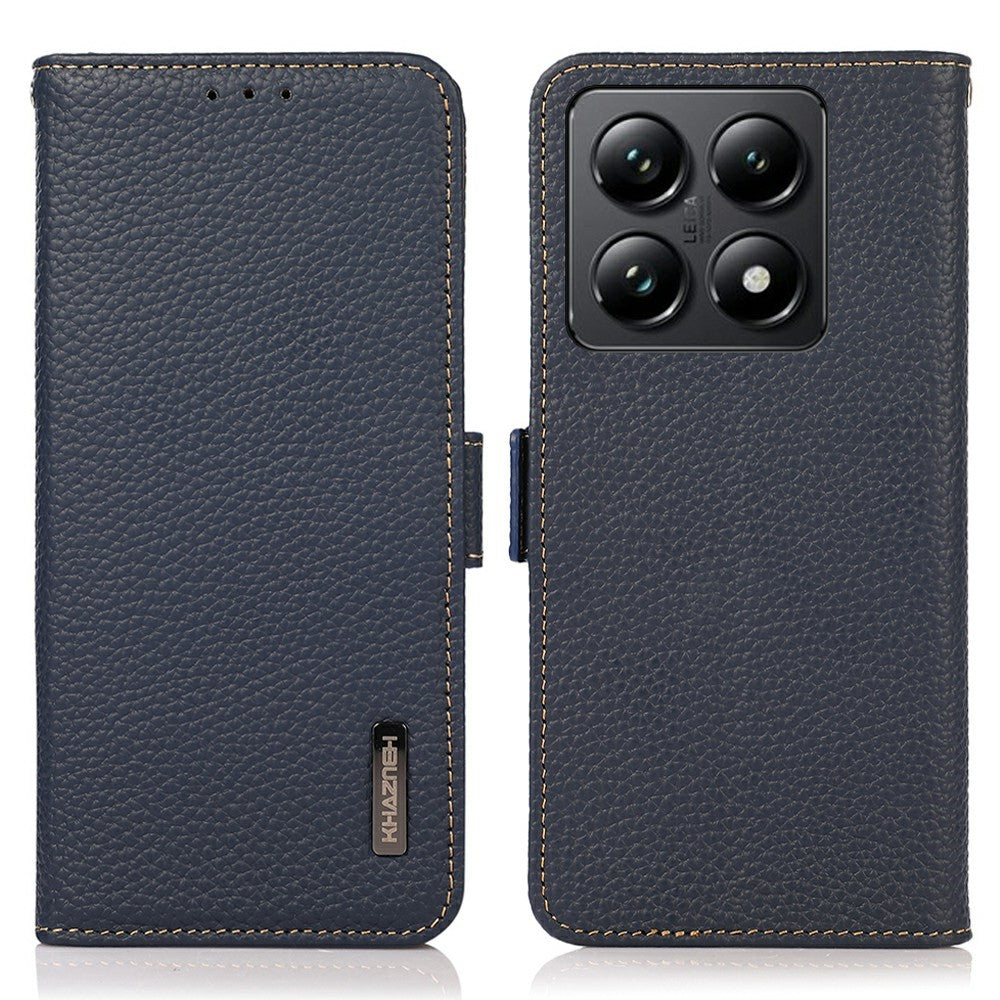 KHAZNEH For Xiaomi 14T Pro Phone Case Genuine Cow Leather Cover RFID Blocking