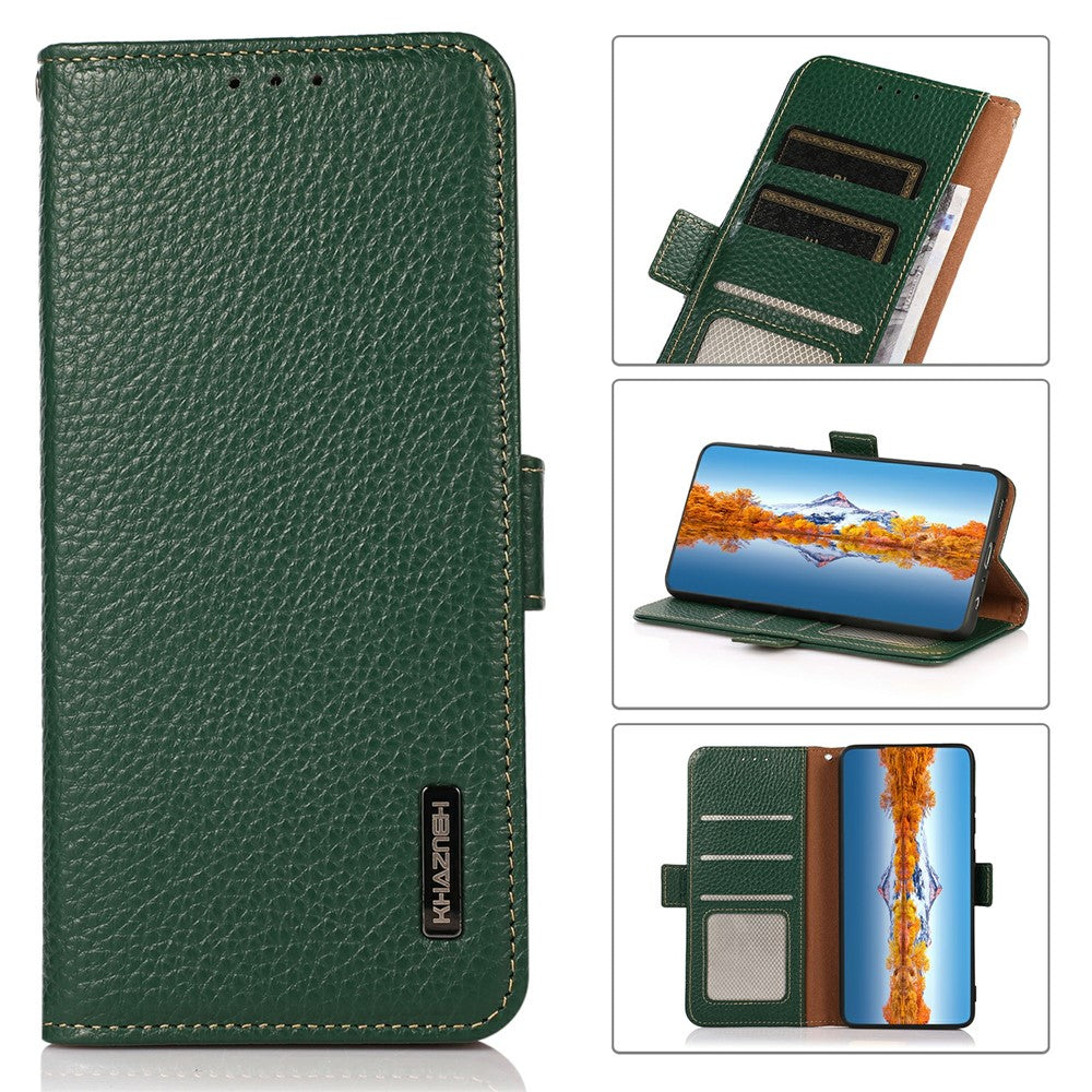 KHAZNEH For Xiaomi 14T Pro Phone Case Genuine Cow Leather Cover RFID Blocking