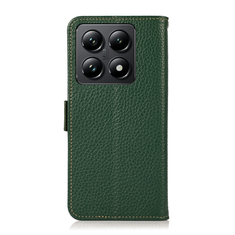 KHAZNEH For Xiaomi 14T Pro Phone Case Genuine Cow Leather Cover RFID Blocking