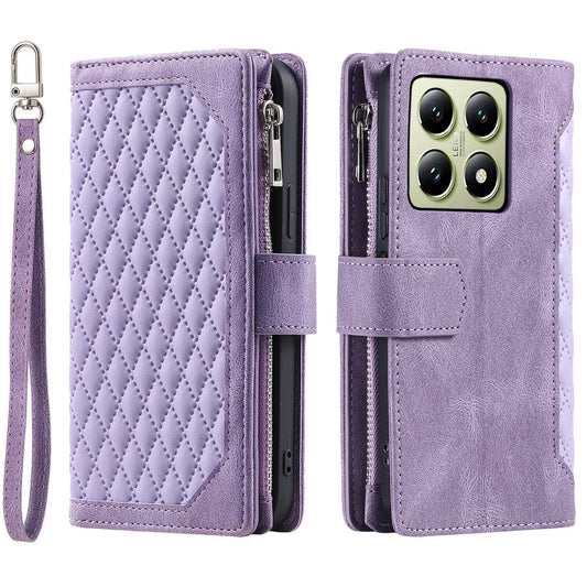 Xiaomi 14T Pro Handyhülle – Style 005 Brieftaschenetui Rautensteppung Line PU-Leder