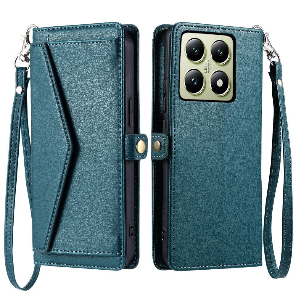 For Xiaomi 14T Pro Leather Case Wallet Stand Phone Cover with Straps