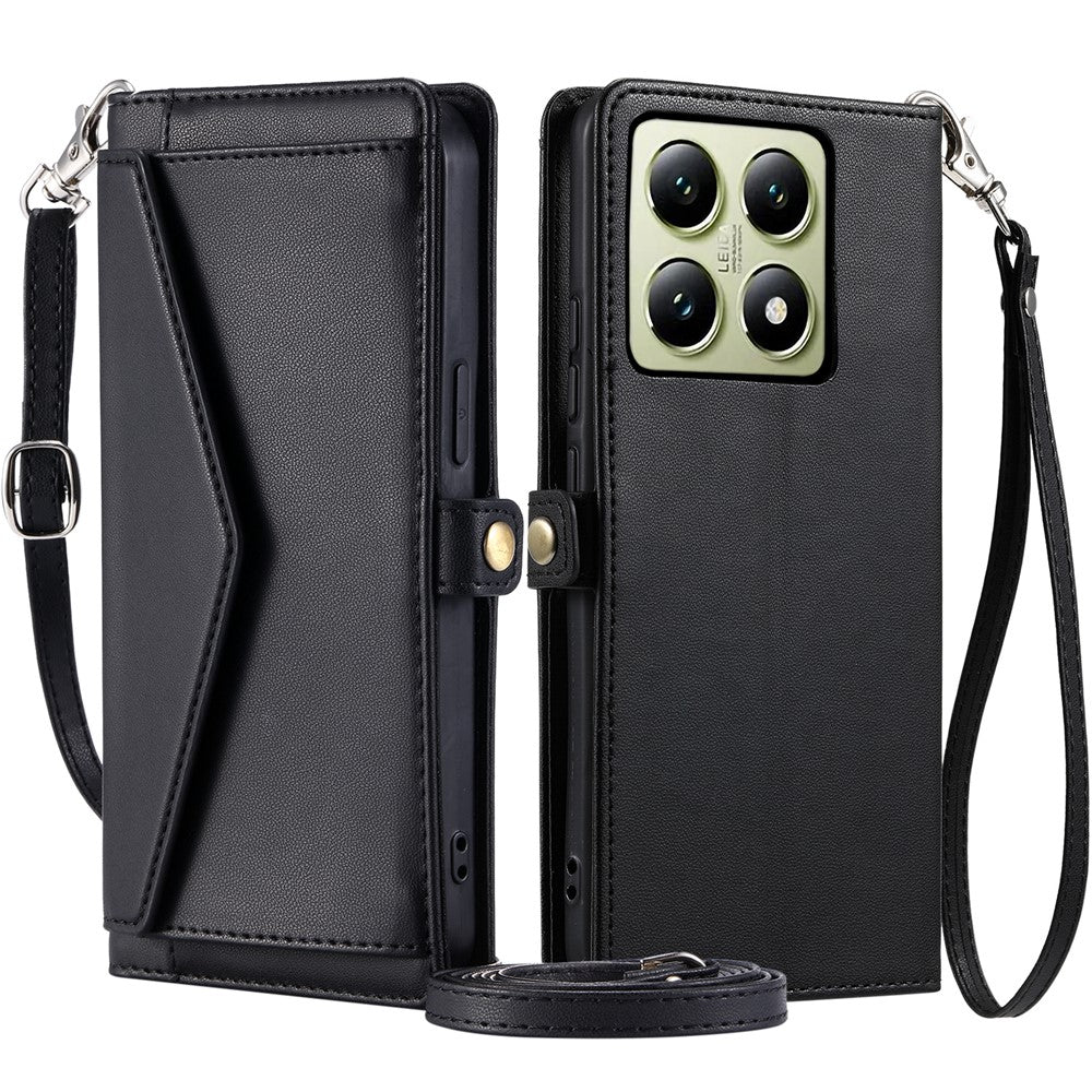 For Xiaomi 14T Pro Leather Case Wallet Stand Phone Cover with Straps