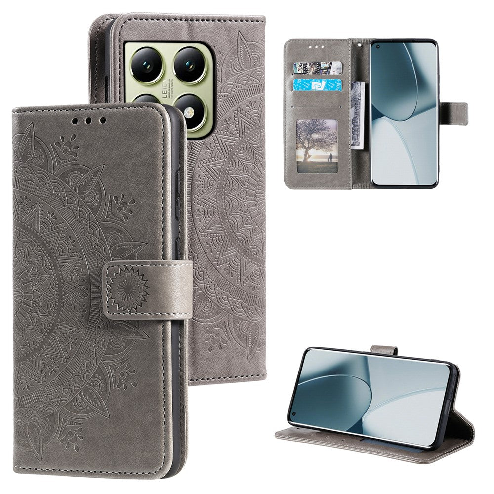For Xiaomi 14T Pro Case Imprinted Totem PU Leather Wallet Stand Phone Cover