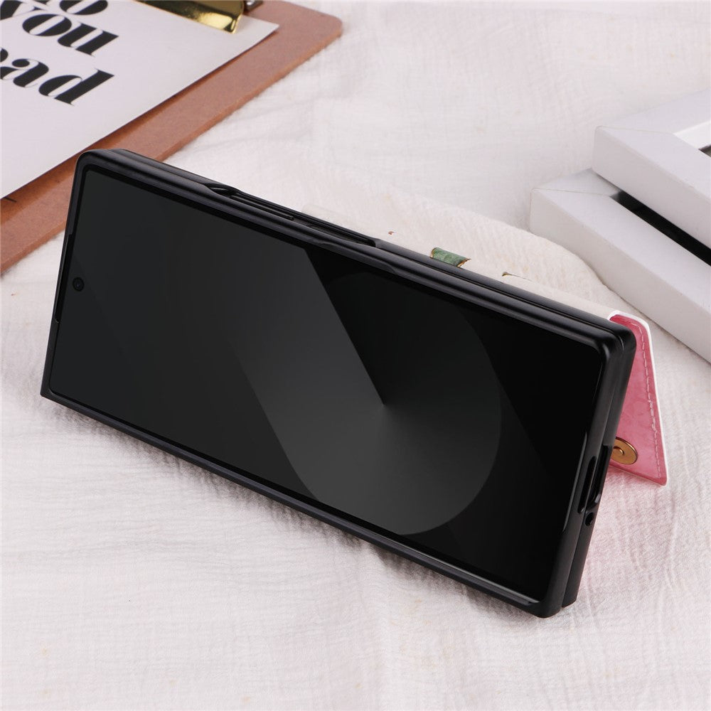 For Samsung Galaxy Z Fold6 5G Case Flower Leather+PC RFID Blocking Phone Cover Card Slots
