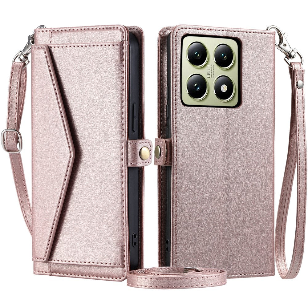 For Xiaomi 14T Leather Case Wallet Stand Phone Cover with Straps