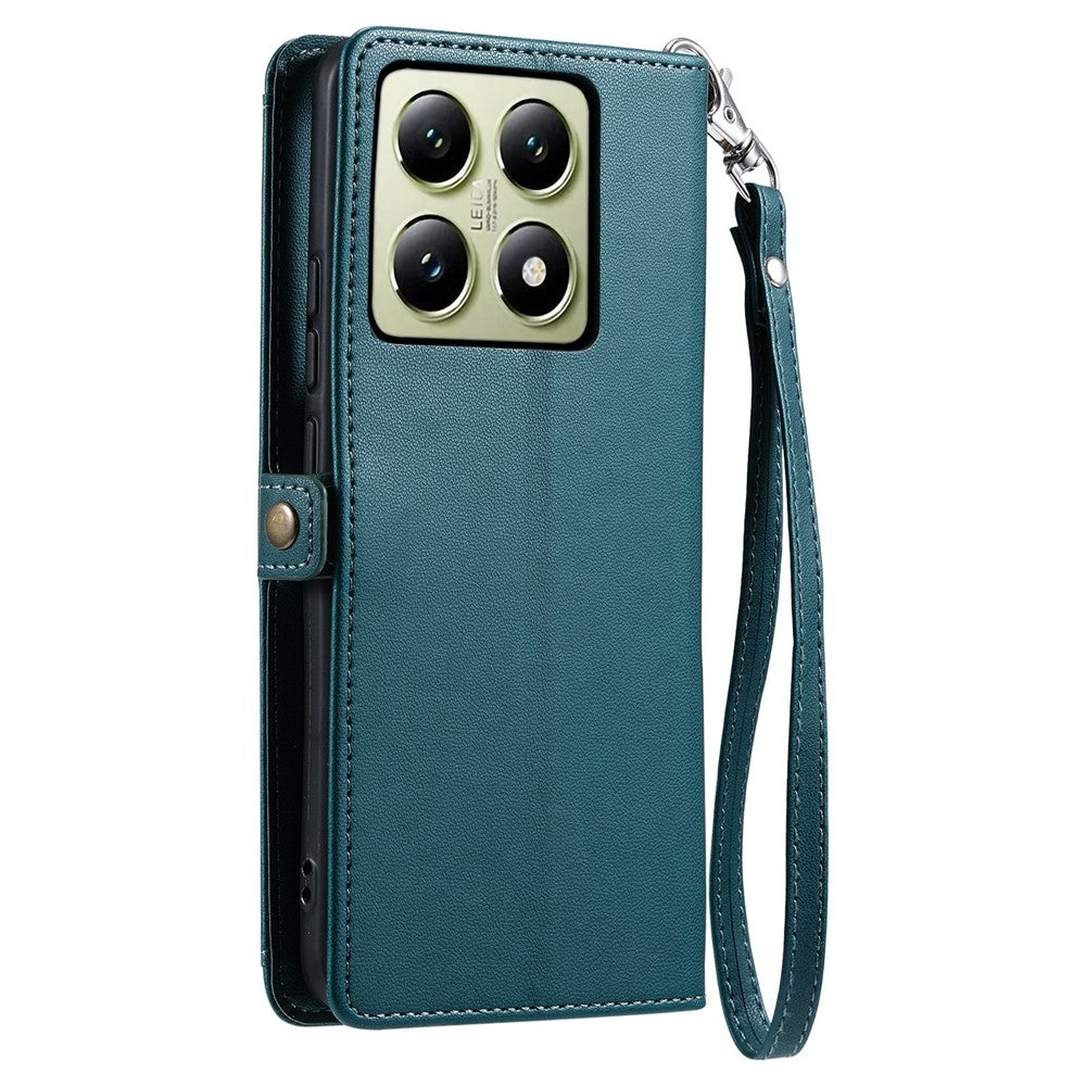 For Xiaomi 14T Leather Case Wallet Stand Phone Cover with Straps