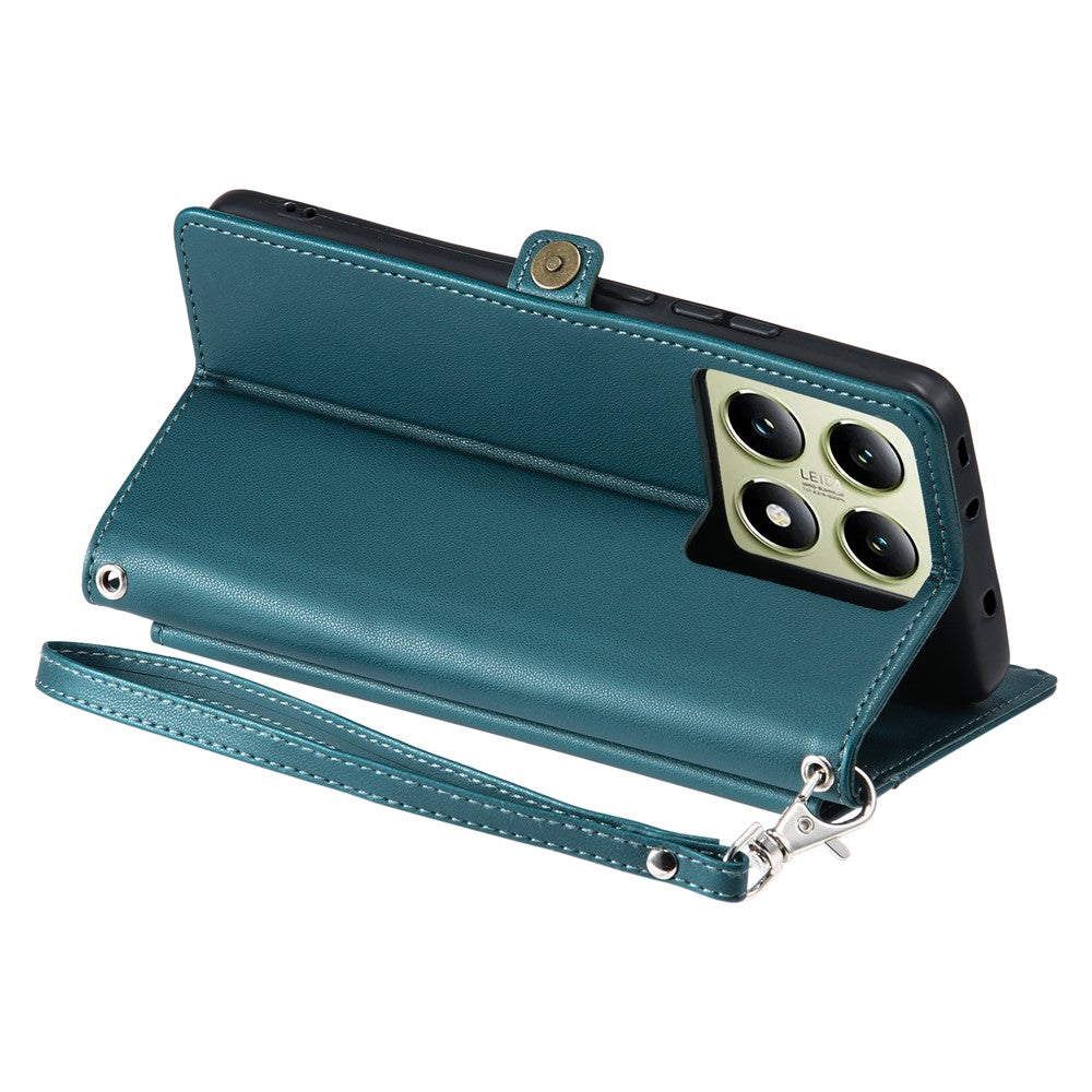For Xiaomi 14T Leather Case Wallet Stand Phone Cover with Straps