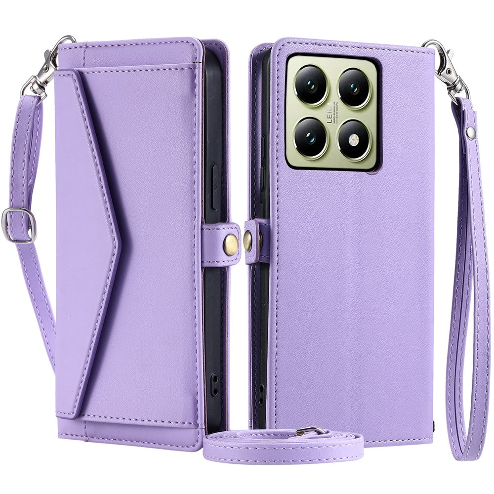 For Xiaomi 14T Leather Case Wallet Stand Phone Cover with Straps