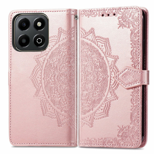 Honor X6b 4G Wallet-Handyhülle – Aus geprägtem Mandala-Leder, mit Magnetverschluss & Klappverschluss