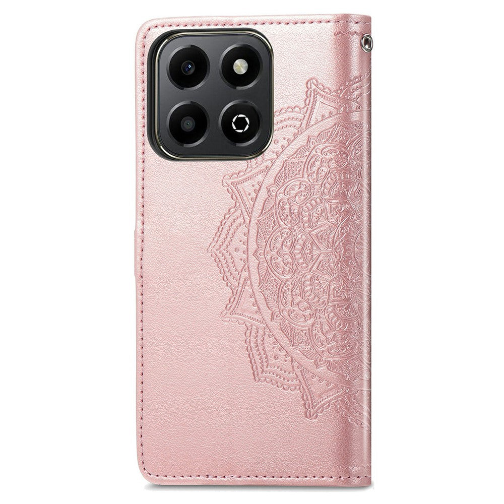 Honor X6b 4G Wallet-Handyhülle – Aus geprägtem Mandala-Leder, mit Magnetverschluss & Klappverschluss