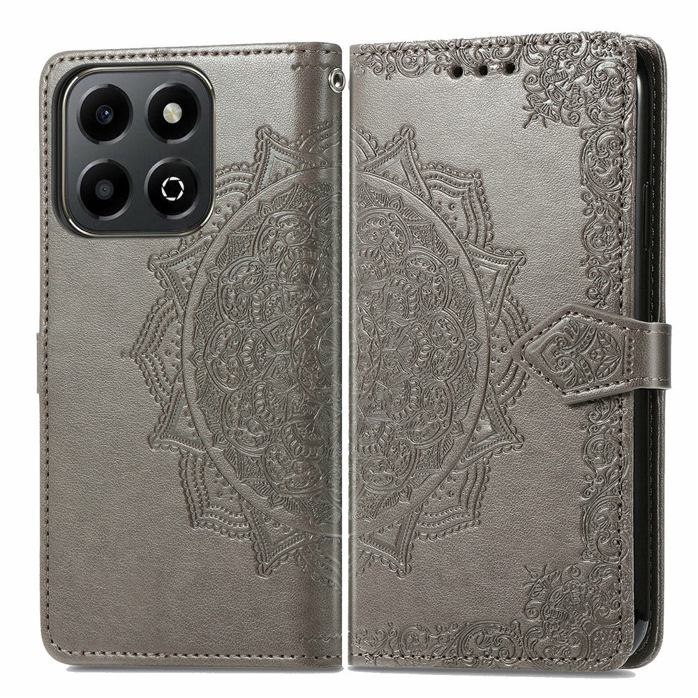 Honor X6b 4G Wallet-Handyhülle – Aus geprägtem Mandala-Leder, mit Magnetverschluss & Klappverschluss