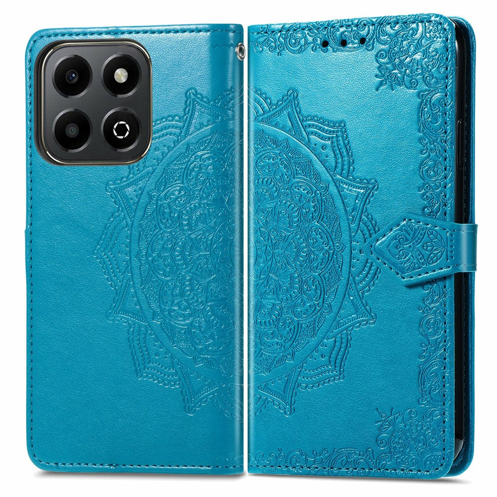 Honor X6b 4G Wallet-Handyhülle – Aus geprägtem Mandala-Leder, mit Magnetverschluss & Klappverschluss