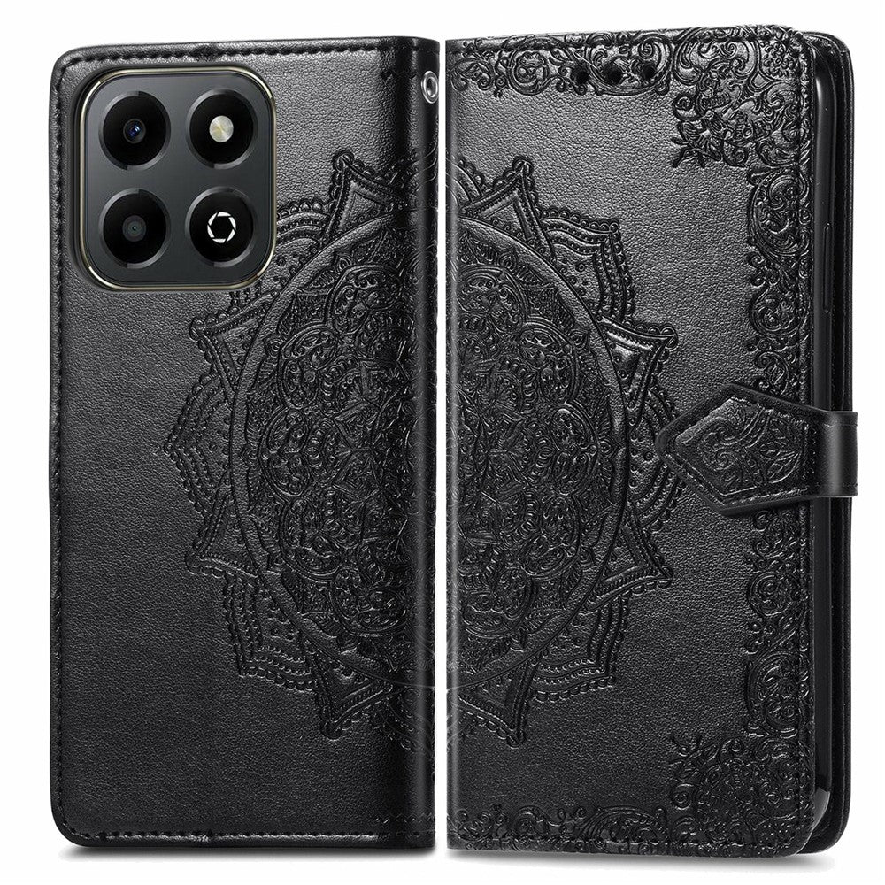 Honor X6b 4G Wallet-Handyhülle – Aus geprägtem Mandala-Leder, mit Magnetverschluss & Klappverschluss