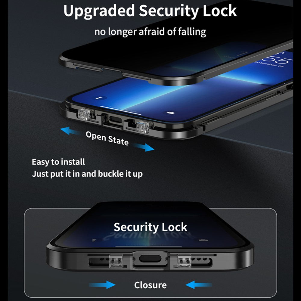 iPhone 16 Pro Max Anti-Spy Magnet-Hülle mit Metallrahmen