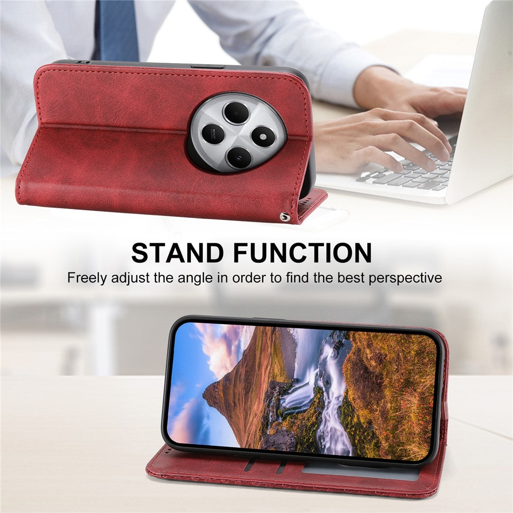 Phone Case For Xiaomi Poco C75 4G / Redmi 14R 5G / 14C 4G Calf Texture PU Leather Phone Cover with Wallet